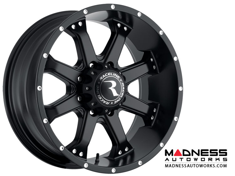 Jeep Wrangler Custom Wheels by Raceline - 991B - 17"x9" - Assault Black